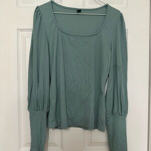 SHEIN Teal Ribbed Knit Top